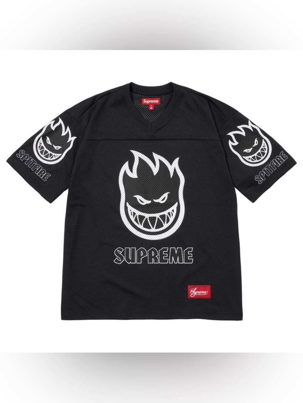 Supreme®/Spitfire® Black Football Jersey SS26 Mens Size XL Poly eyelet mesh